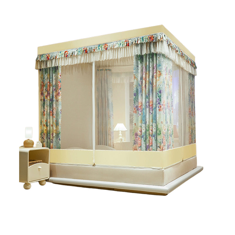 xinzhi Printed seat type anti-fall curtain mosquito net College students dormitory upper bunk u-orbit All-wrapped bed curtain and mosquito net