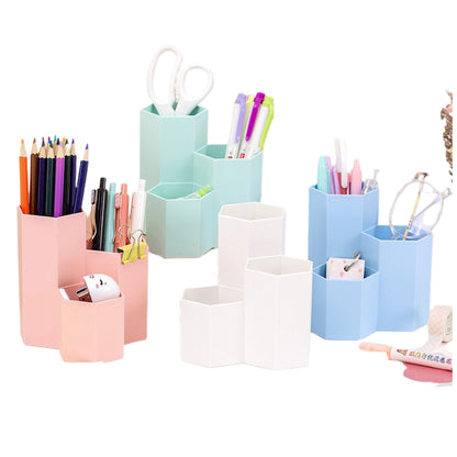haosheng  Three-compartment pen holder （Please consult customer service for pricing) Multi-functional 3-in-1  Creative Hexagon Desk Organizer